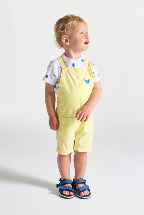 Gele korte salopette en T-shirt voor babyjongens 1