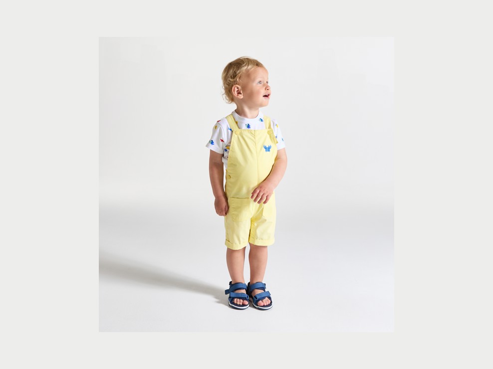 Gele korte salopette en T-shirt voor babyjongens 1