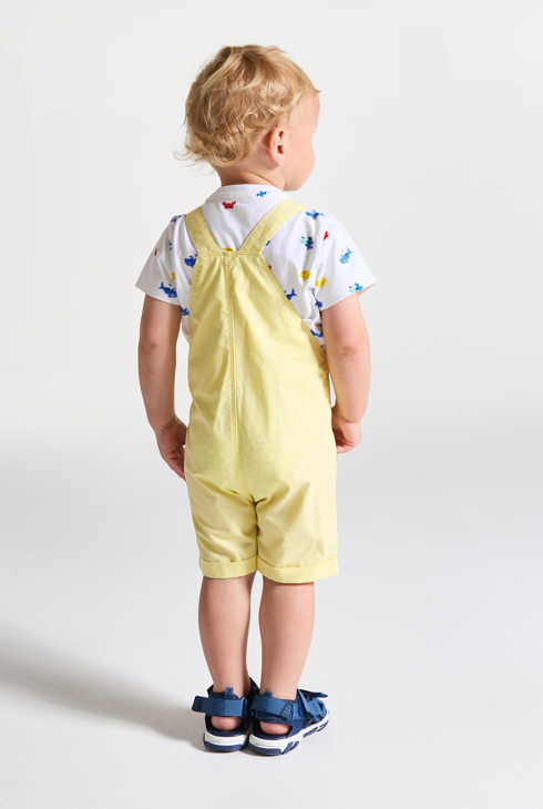 Salopette courte et tee-shirt jaune bébé garçon 2