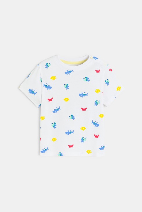 Salopette courte et tee-shirt jaune bébé garçon