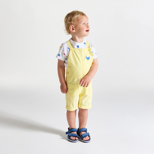 Salopette Courte Et Tee-shirt Jaune Bébé Garçon - Lime Clair - 9M - OBAIBI
