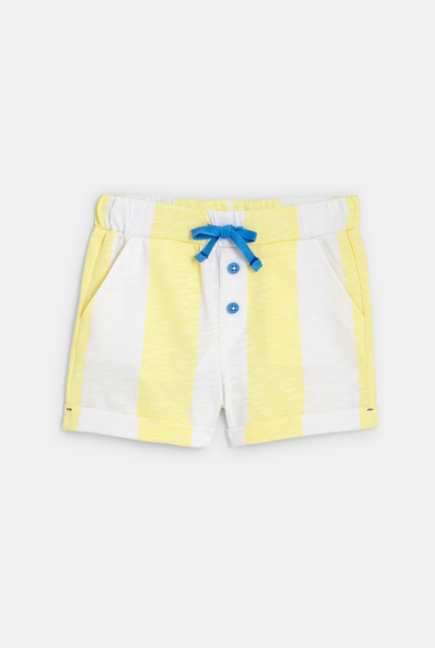 T-Shirt und Shorts mit breiten Streifen gelb Kleinkind Junge