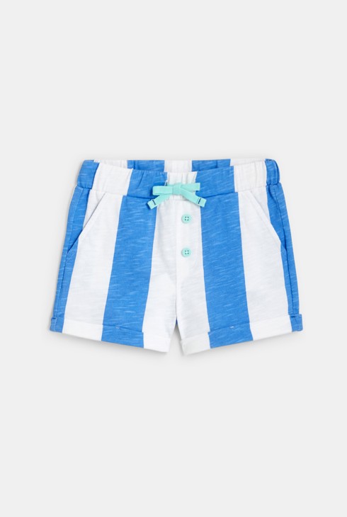 Plava majica kratkih rukava i kratke hlače sa širokim prugama za dječake 2