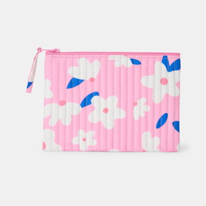 Girl's pink printed quilted clutch bag 1