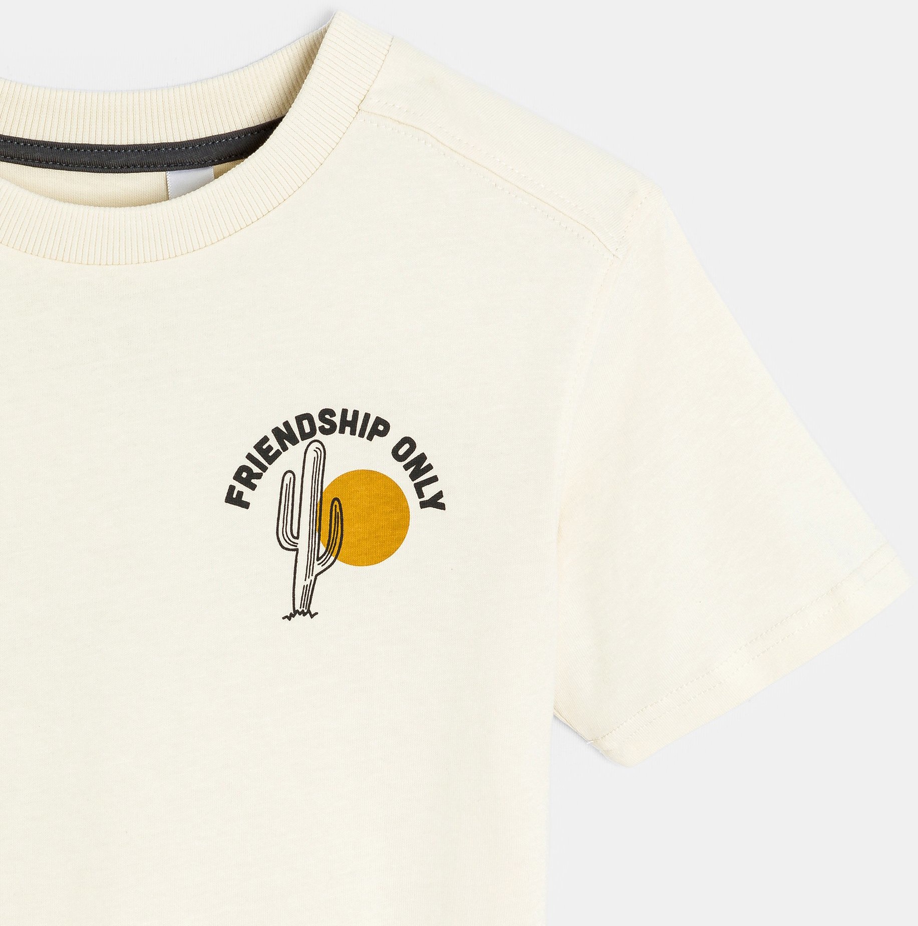 T-shirt manches courtes à message devant et dos écru Garçon 2