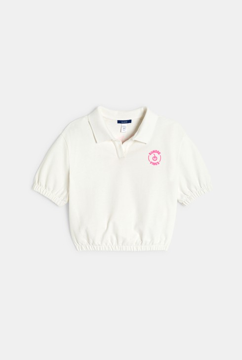 Weißes Poloshirt mit Kurzärmeln für Mädchen 2