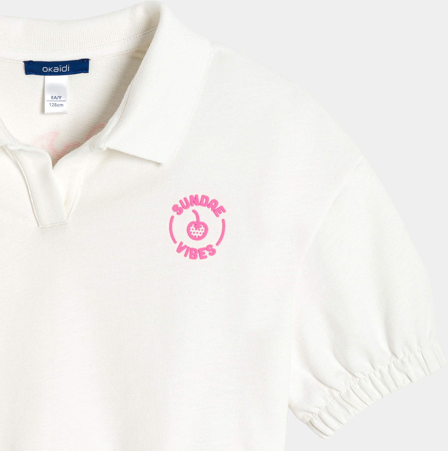 Polo à manches courtes blanc Fille 2