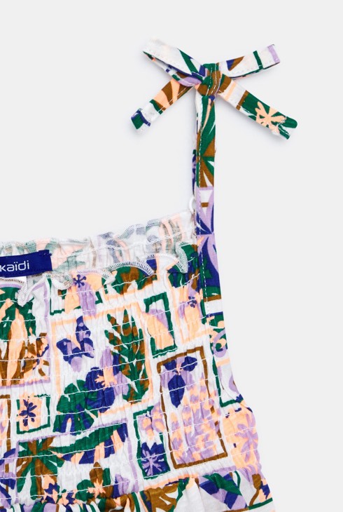 Débardeur à smocks imprimé multicolore Fille 2
