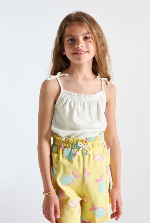 Débardeur uni à fines bretelles blanc Fille 2