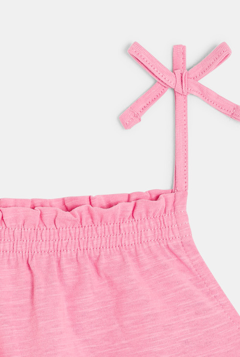 Einfarbiges bonbonrosa Tanktop mit schmalen Trägern für Mädchen 2