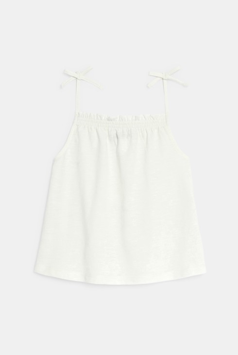 Bijela jednobojna majica bez rukava s tankim naramenicama za djevojčice 2