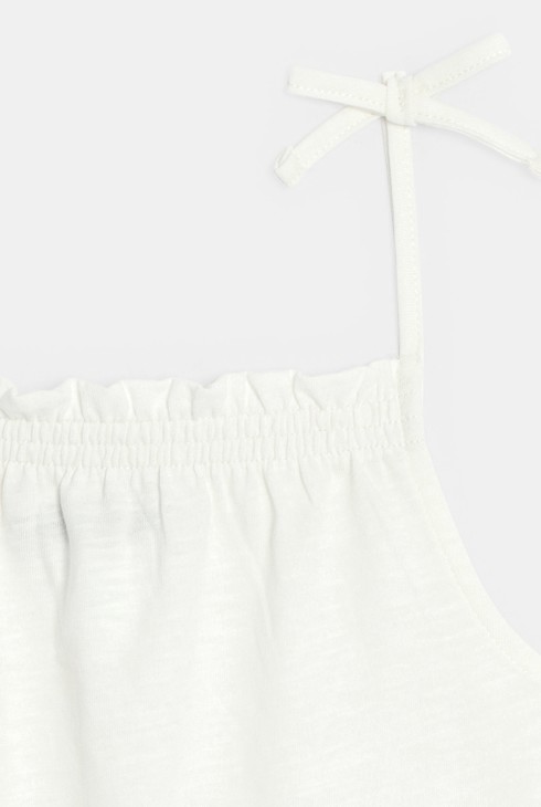 Débardeur uni à fines bretelles blanc Fille