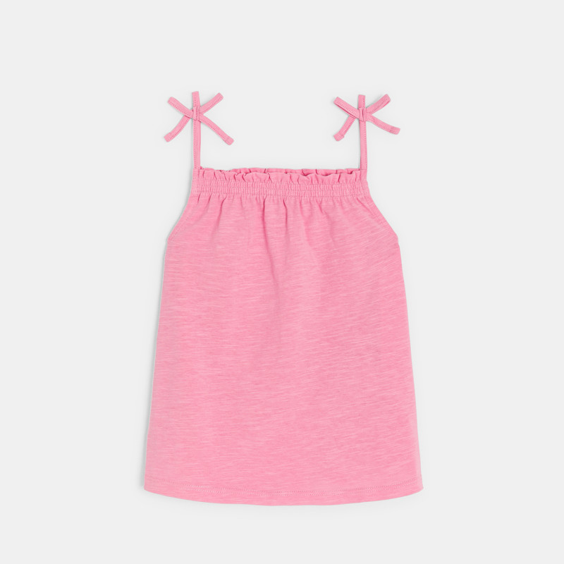 Einfarbiges bonbonrosa Tanktop mit schmalen Trägern für Mädchen