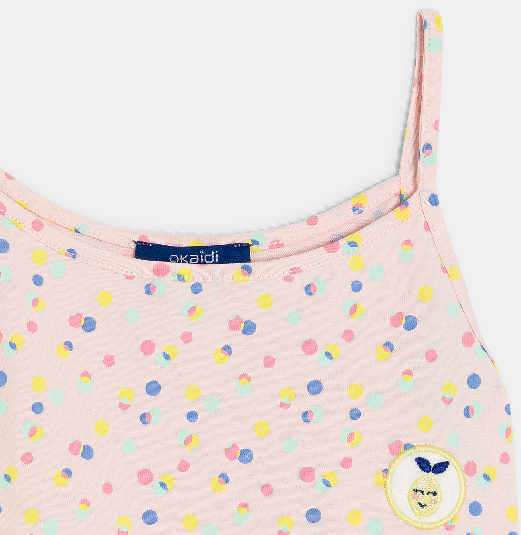 Rosa Tanktop aus bedrucktem Jersey mit Volant für Mädchen 2