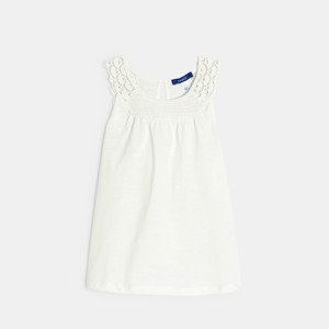 Weißes Tanktop mit Häkelkragen für Mädchen