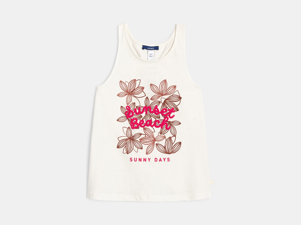 Camiseta de tirantes con mensaje blanco niña 1