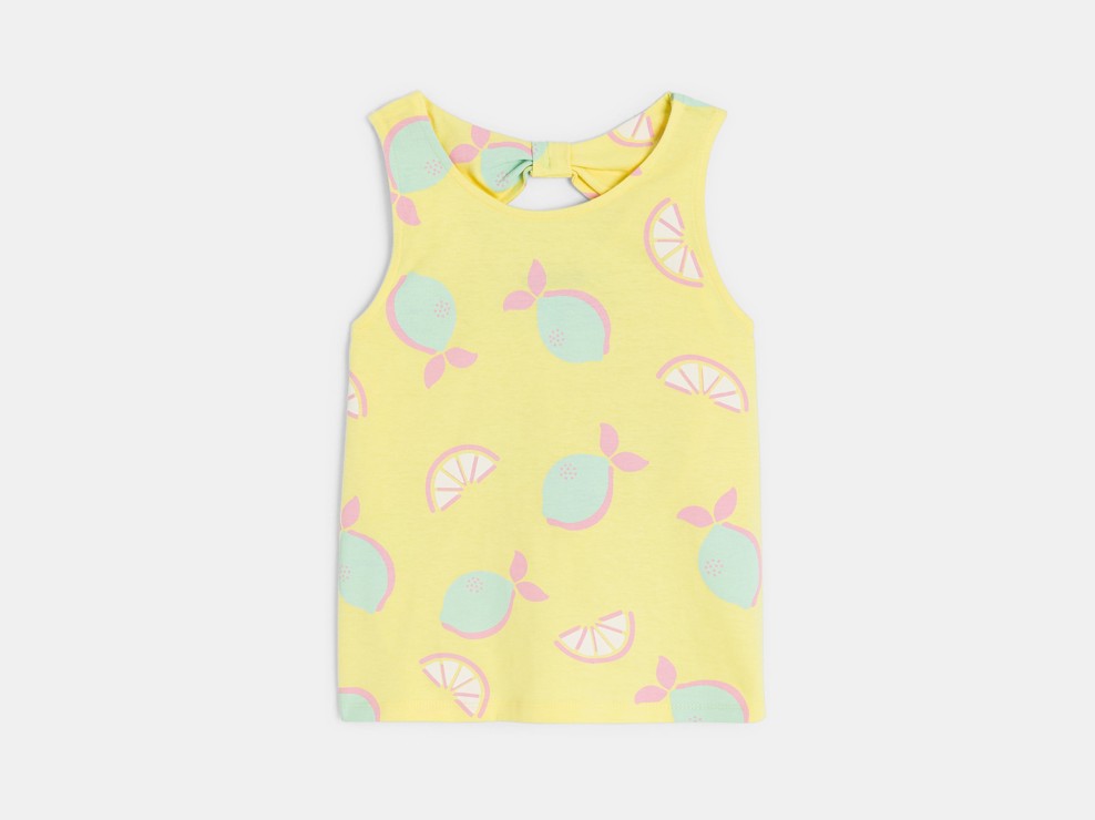Gele mouwloze top met citroenprint voor meisjes 2