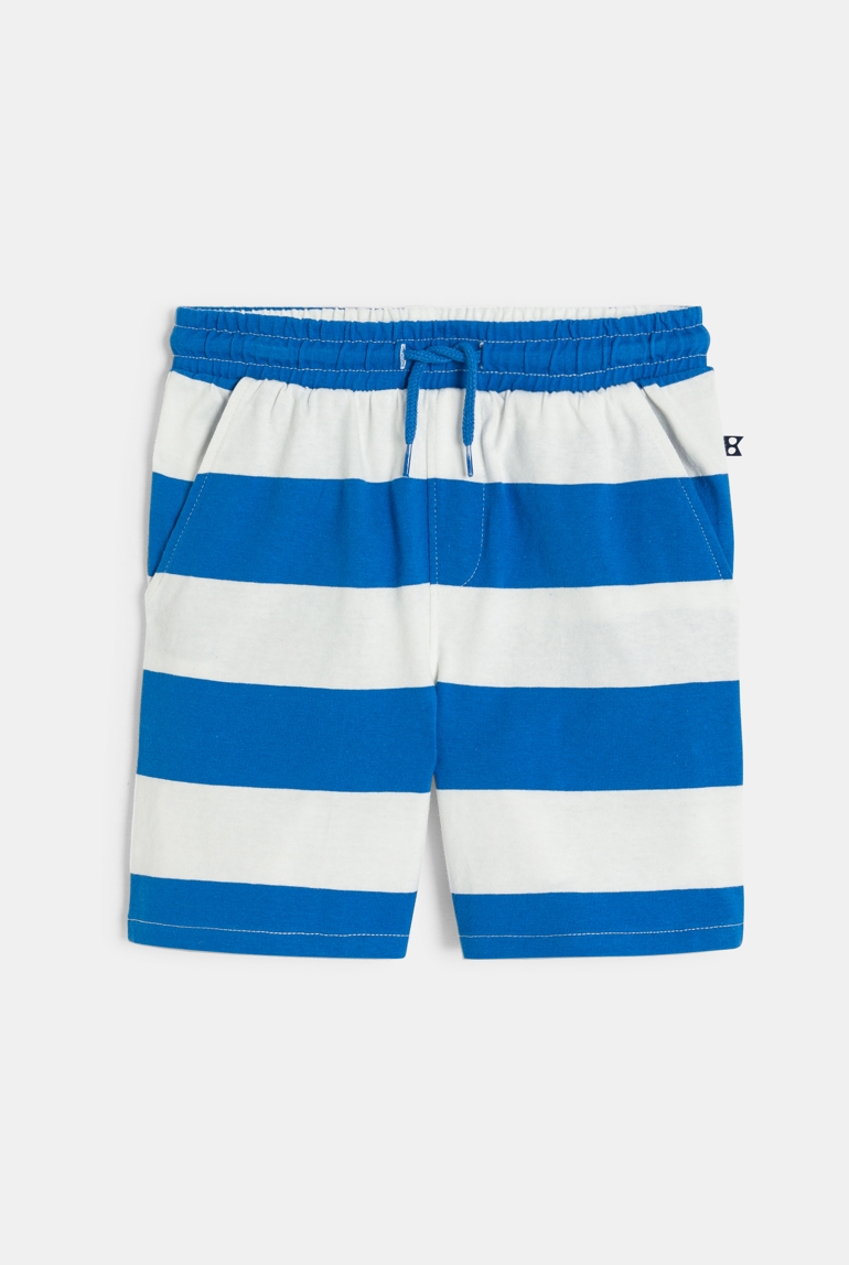 Bermuda en molleton doux rayé bleu Garçon 1