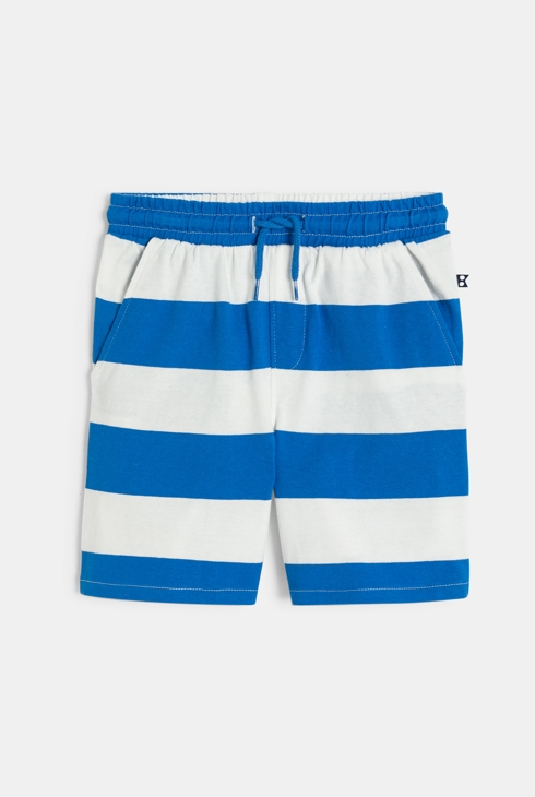 Bermuda en molleton doux rayé bleu Garçon 1