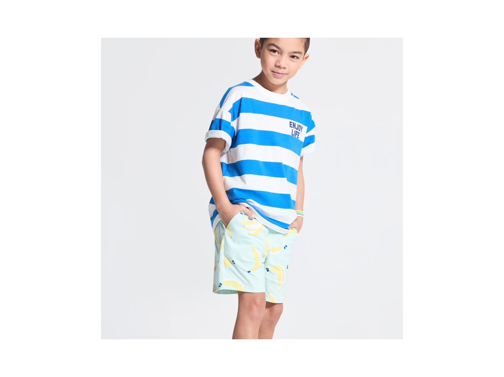 Grüne Bermuda-Shorts aus weichem bedrucktem Molton für Jungen 1