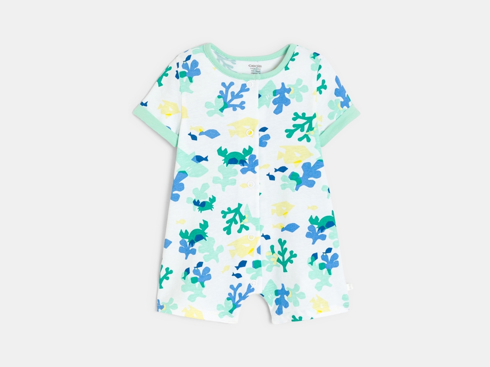 Mono corto algodón suave estampado azul bebé niño 1