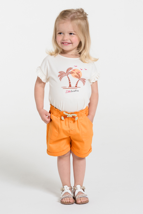 Orange Shorts mit Cargotaschen für kleine Mädchen 1