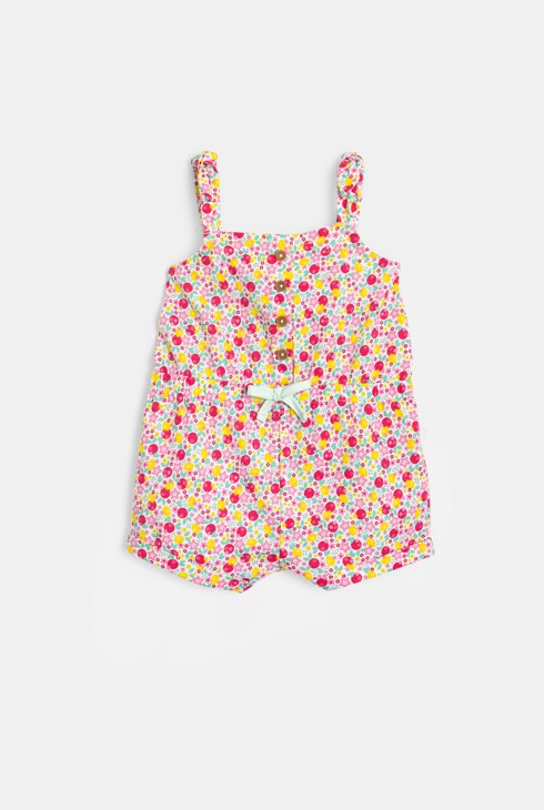 Verspielter mehrfarbiger Kurz-Overall für kleine Mädchen 2
