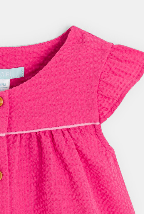 Robe coton fantaisie rose bébé fille