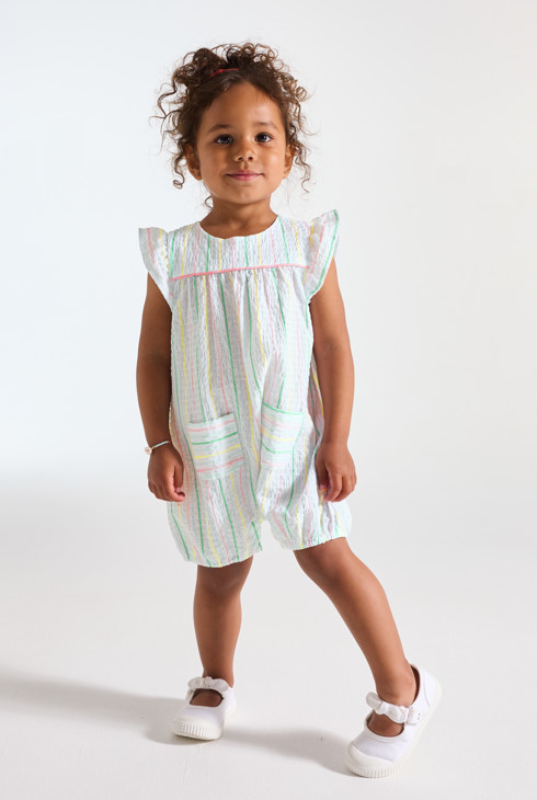 Baby girl's multicoloured striped playsuit 1