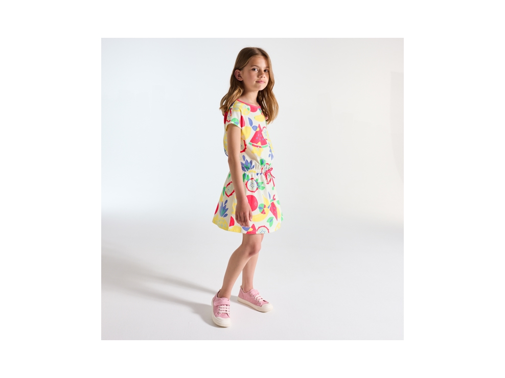 Vestido corto de punto jersey estampado frutal multicolor niña 1