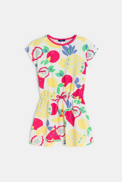 Šarena kratka haljina od žerseja s printom voća za djevojčice 2