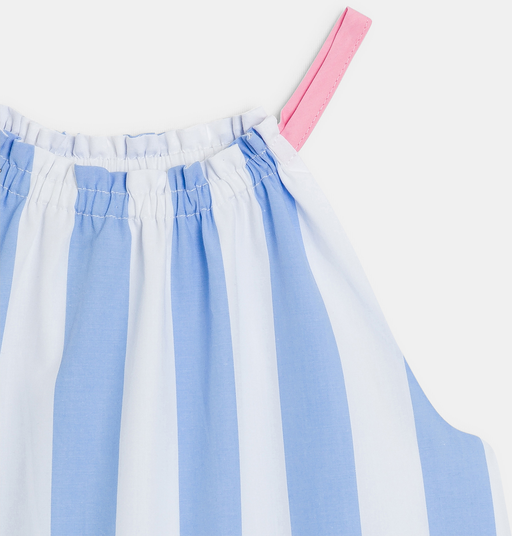 Robe en popeline rayée à bretelles bleu Fille