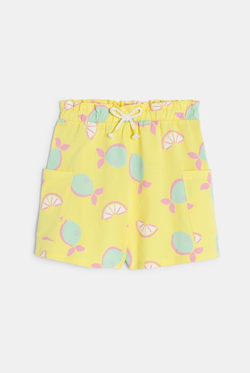Gelbe Shorts aus Jersey mit Zitronenprint für Mädchen 2