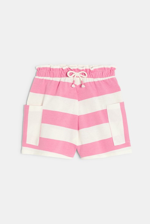 Rosa Shorts aus gestreiftem Jersey für Mädchen 2