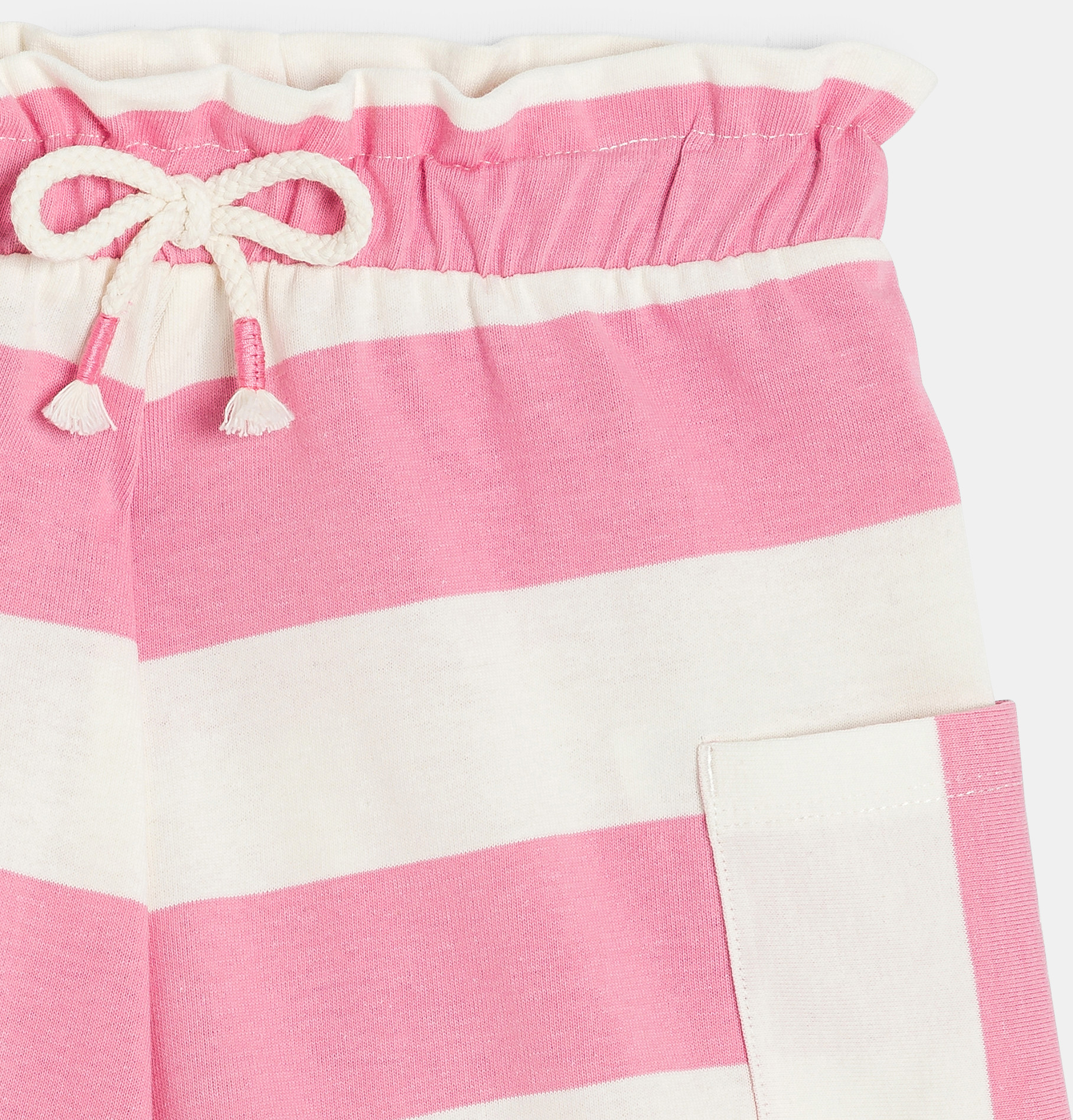 Short en jersey rayé rose Fille