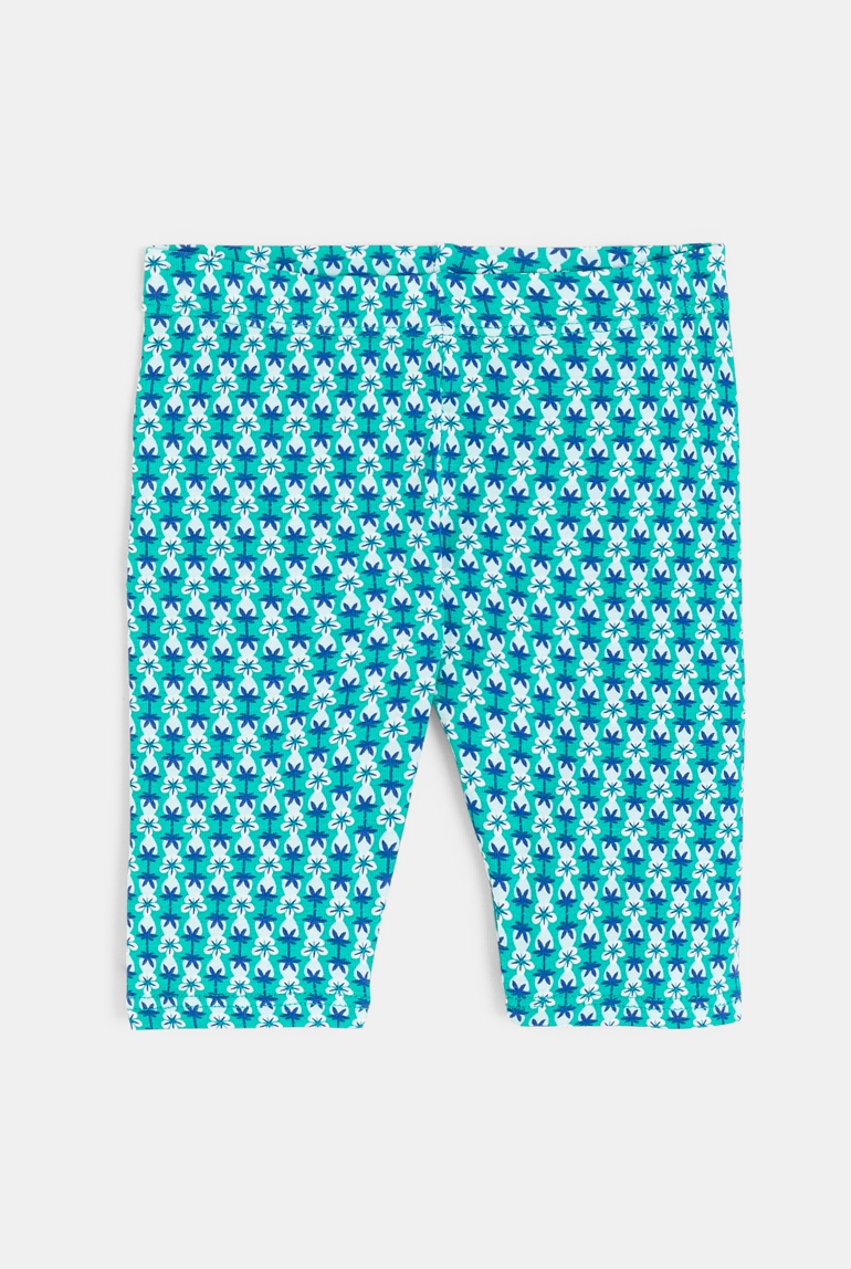 Corsaire imprimé fruits et fleurs bleu turquoise bébé fille 1
