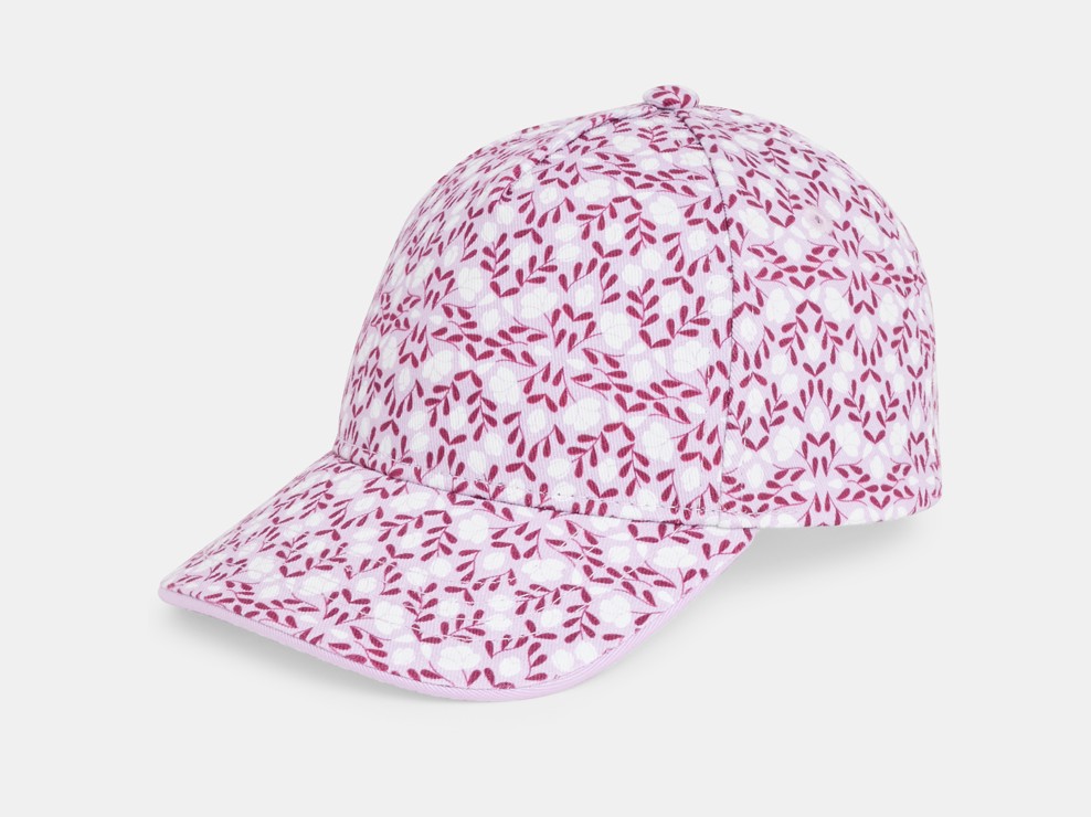 Casquette graphique fleurie rose bébé fille 1