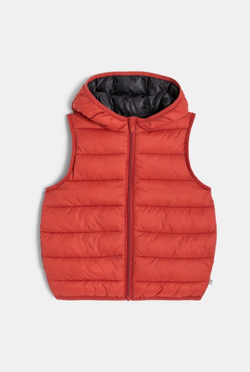 Doudoune sans manches à capuche rouge Garçon 1