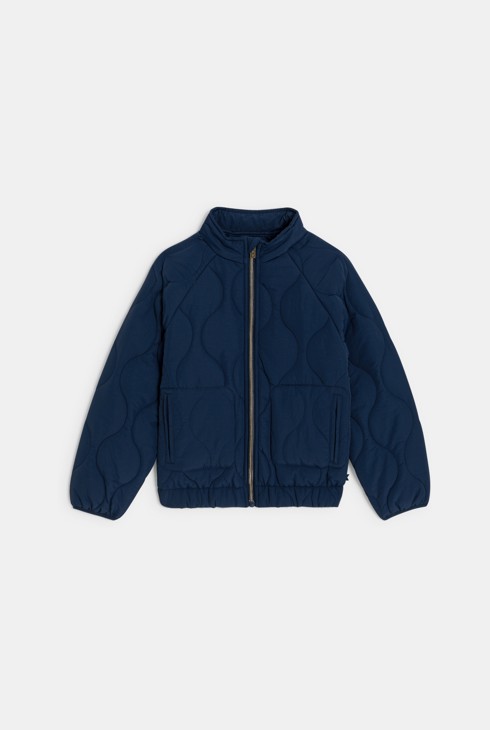 Jacke Reißverschluss gesteppt leicht marineblau Jungen 1