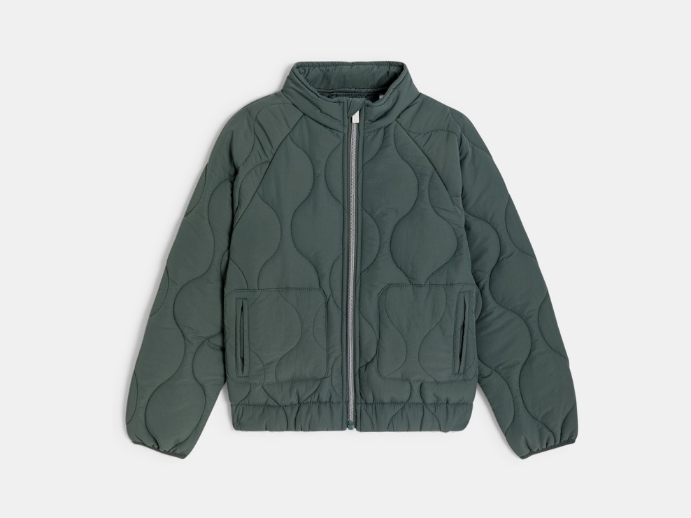 Jacke Reißverschluss gesteppt leicht Khaki Jungen 1