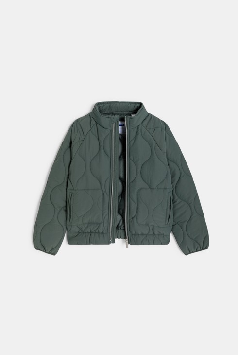 Blouson zippé matelassé léger kaki Garçon