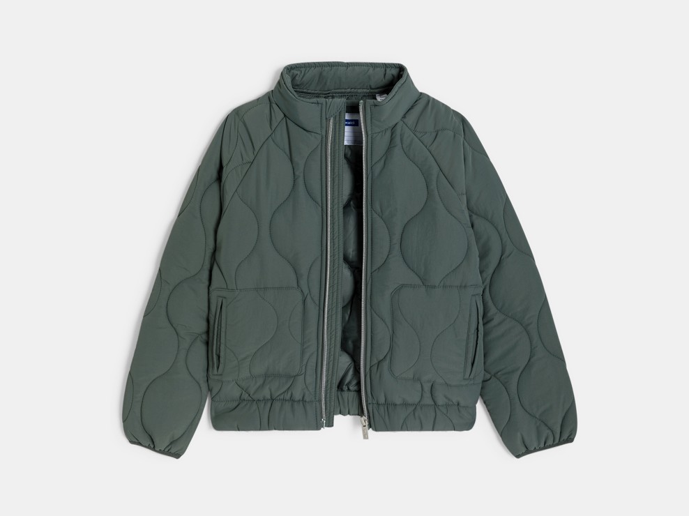 Jacke Reißverschluss gesteppt leicht Khaki Jungen 2