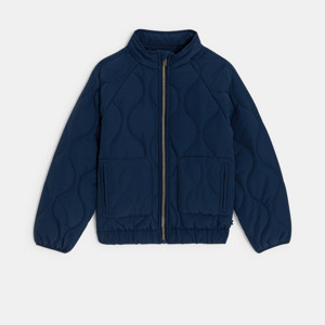 Jacke Reißverschluss gesteppt leicht marineblau Jungen