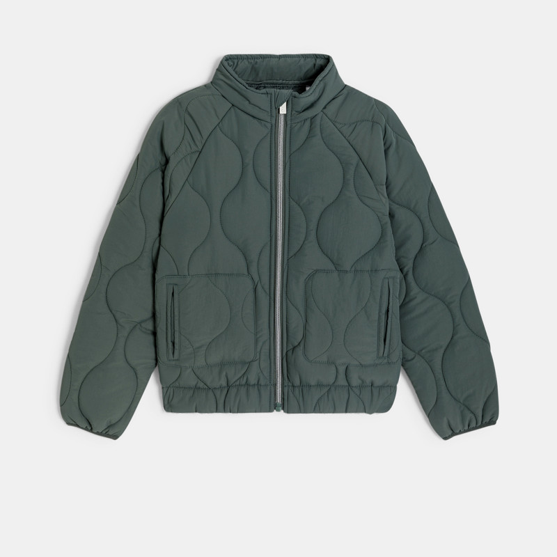 Jacke Reißverschluss gesteppt leicht Khaki Jungen