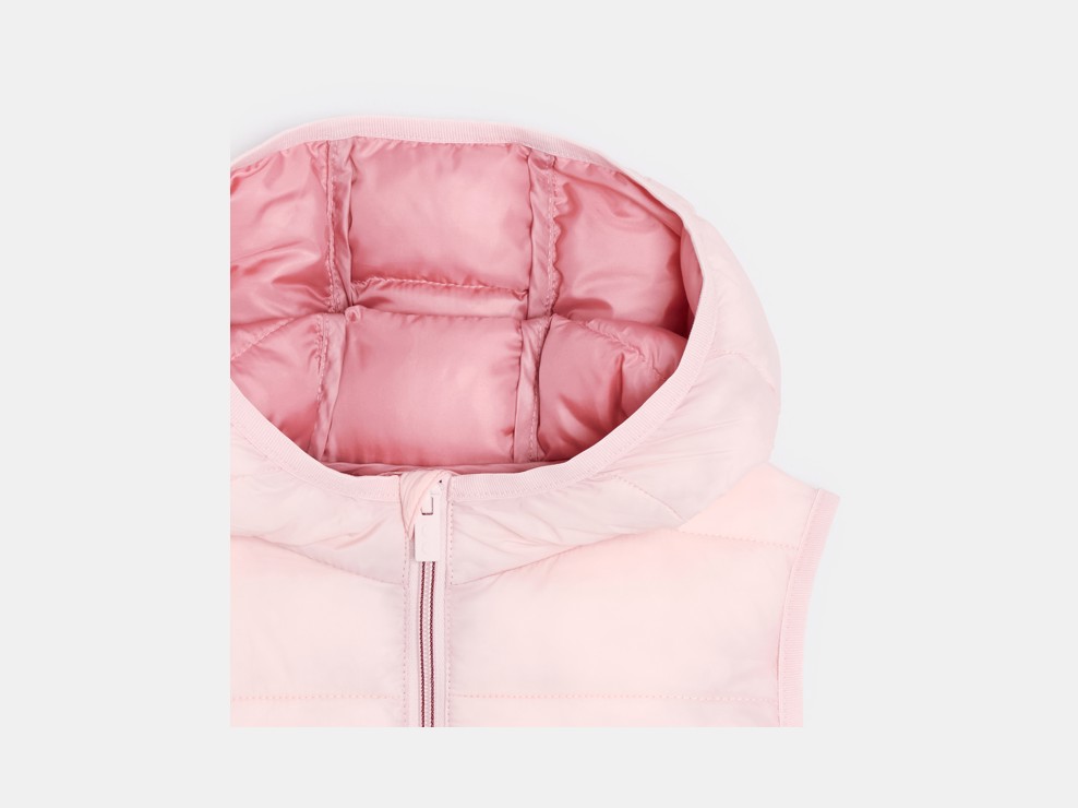 Doudoune sans manches à capuche rose Fille 2