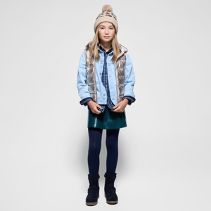 Ärmellose Steppjacke mit Kapuze goldfarben Mädchen