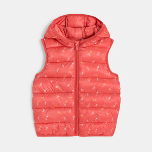 Ärmellose Steppjacke in Orange mit Kapuze für Mädchen