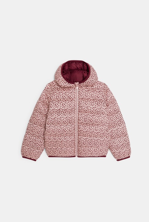 Piumino con cappuccio rosa con stampa leopardata per bambina 1