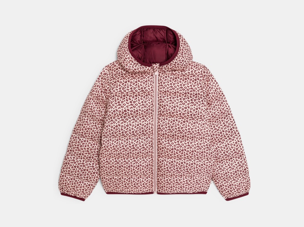 Steppjacke mit Kapuze Leopardenmuster rosa Mädchen 1