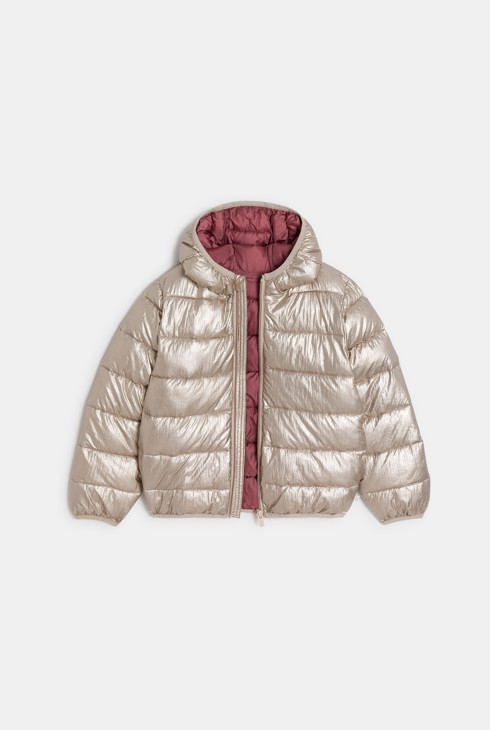 Doudoune à capuche irisée dorée Fille